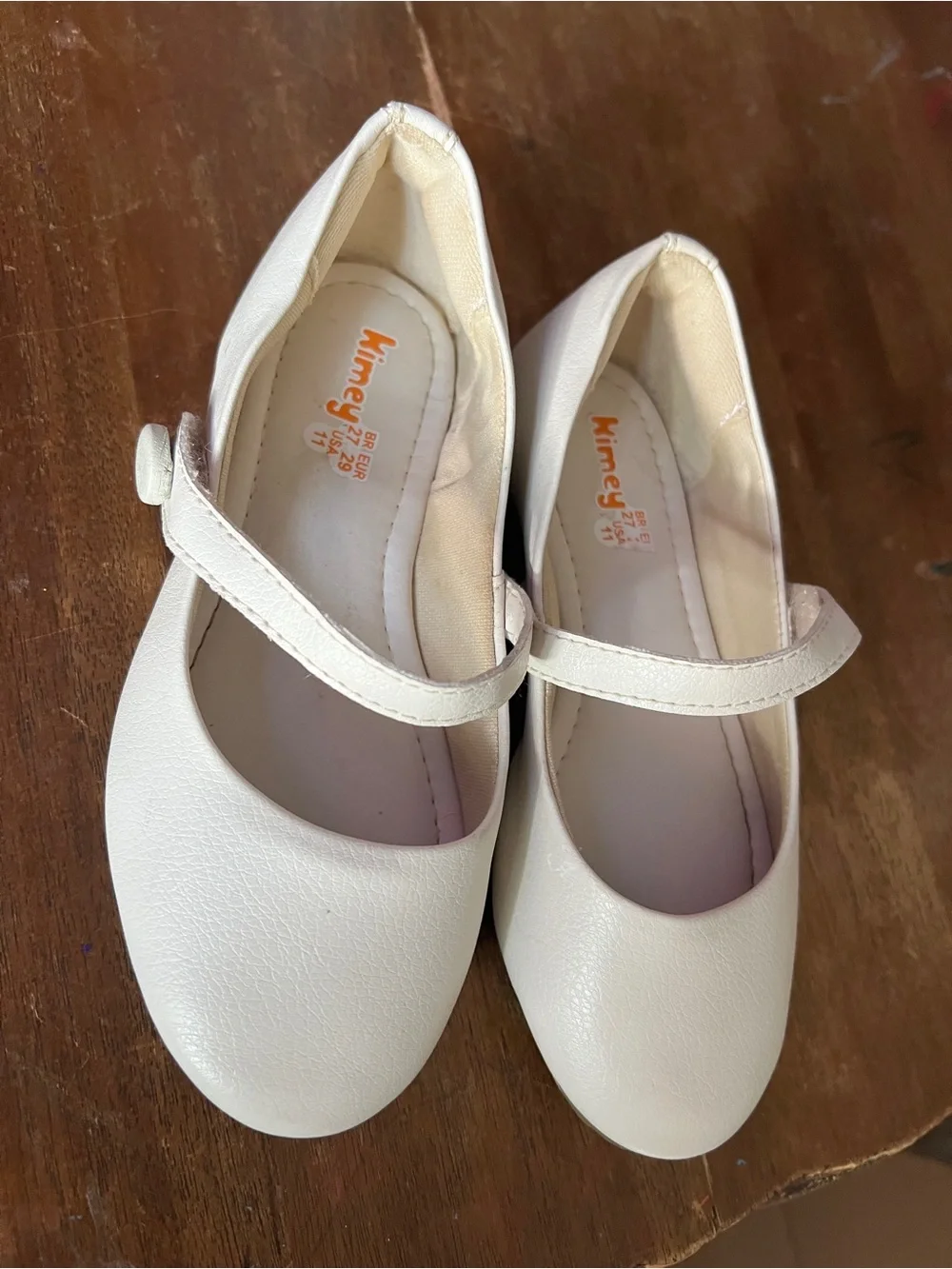 Girls' Cream Mary Jane Dress Shoes with Hook-and-Loop Strap